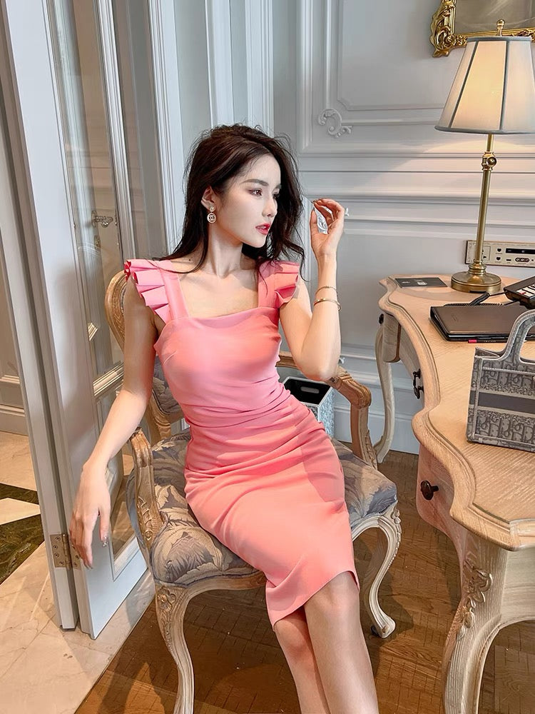 European station candy-colored suspender dress 2022 summer new design temperament tight-fitting sexy hip skirt