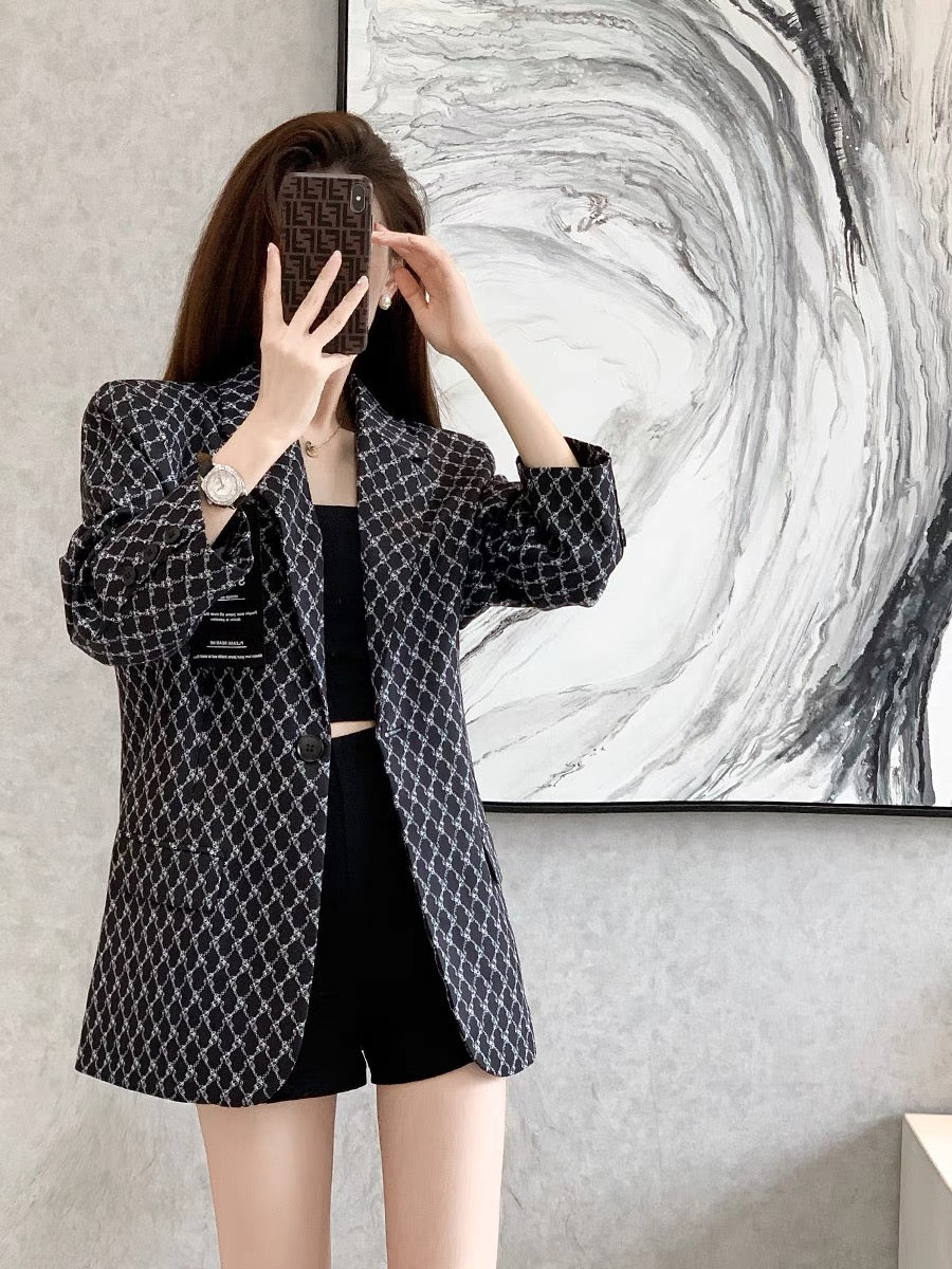 2022 spring new temperament loose and thin fashion high-end goddess fan design niche casual suit jacket