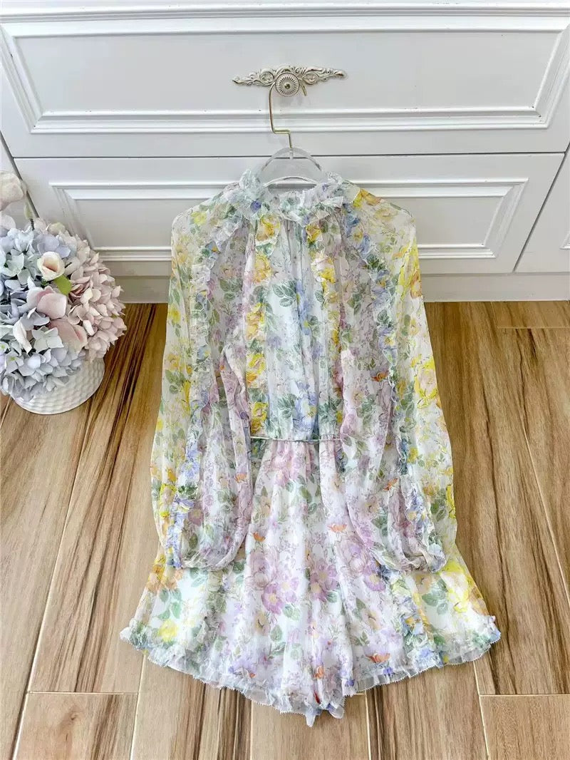 Fairy flower 2022 summer new Australian niche Shunyu silk fungus fringed fringed one-piece shorts