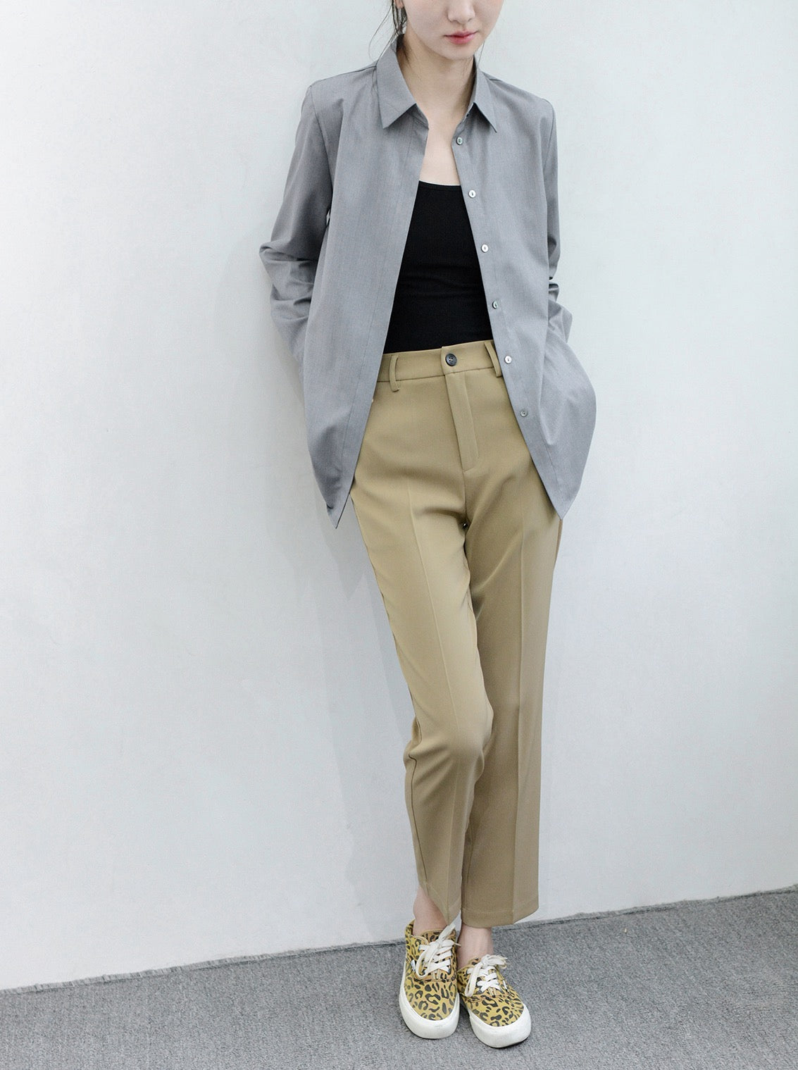 TRR dark placket vertical dark pattern slightly loose shirt long-sleeved women's business commuting ol temperament shirt chic high-end sense