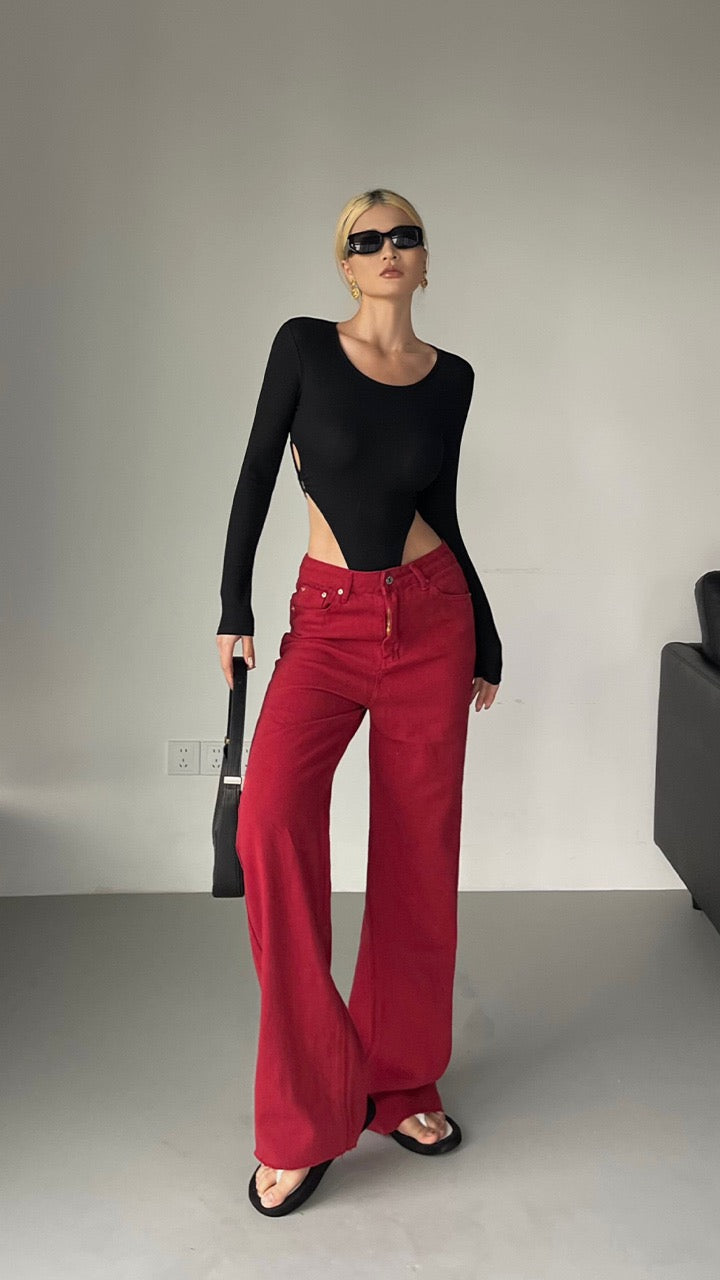 Well also isn wind hollow design jumpsuit female spring new self-cultivation long-sleeved T-shirt with bottoming shirt top