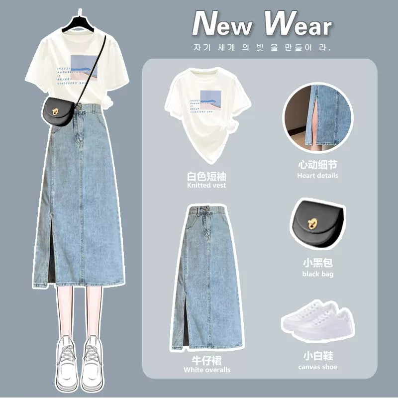 French small fresh denim dress suit design feeling small crowd summer Lee Nhi Boutique French small fresh denim dress suit design feeling small crowd summer Lee Nhi Boutique