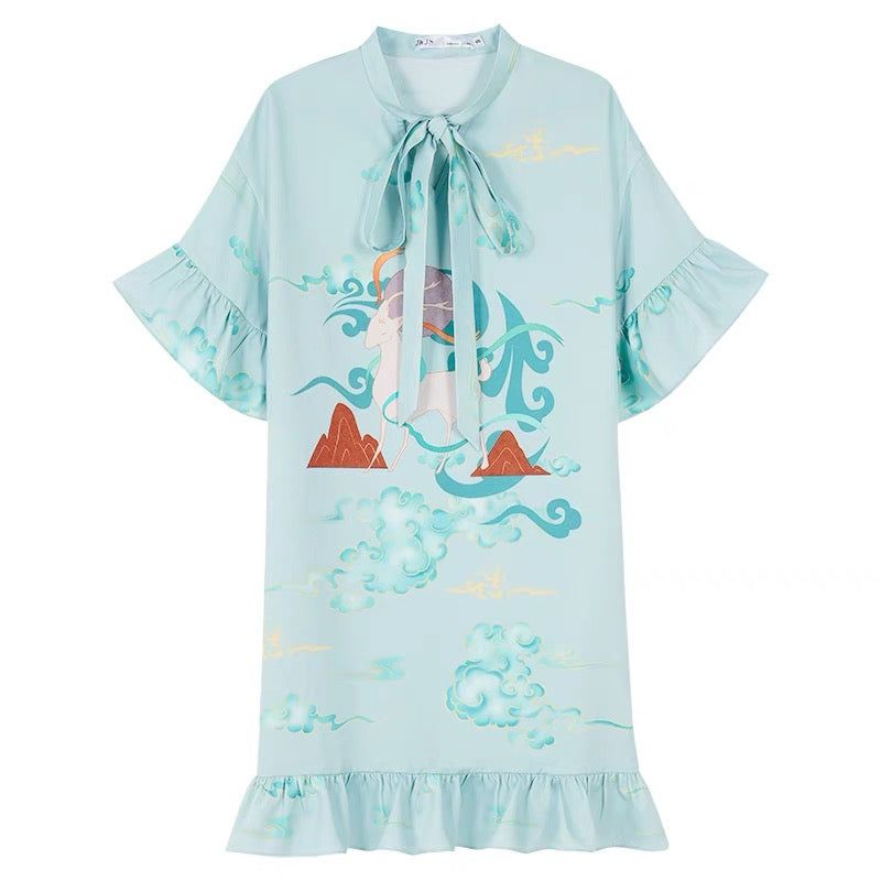 JKJS improved cheongsam summer retro 2022 new young style daily national trend women's Chinese style dress 1517