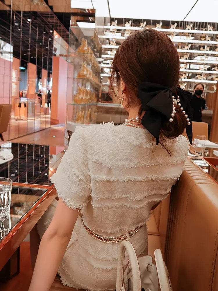 【Earth Store】Fashionable ladies light luxury small fragrant tweed dress women's high-end temperament high-waisted skirt is thin 1681