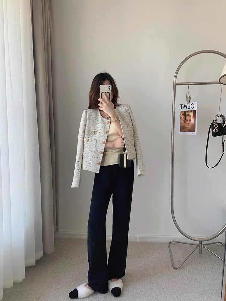 CHICROOM short small fragrance coat women's spring and autumn simple and elegant all-match small temperament short coat