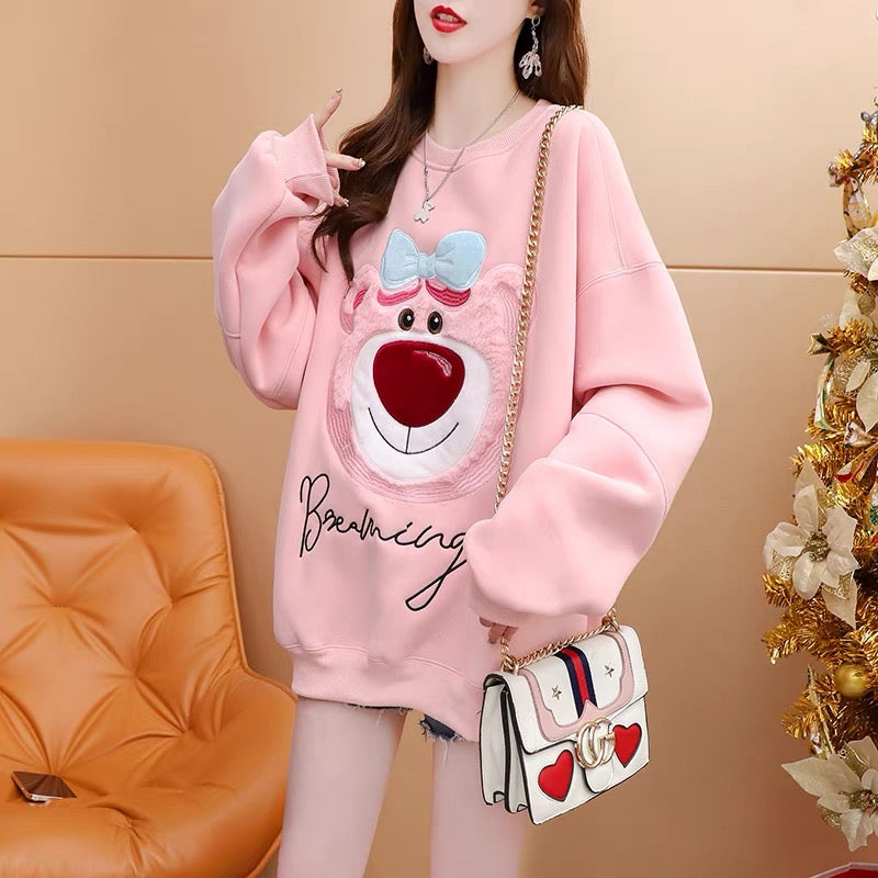 Fleece and thickened sweater women's 2022 new autumn and winter hot style fashion western style age reduction Internet celebrity loose design top