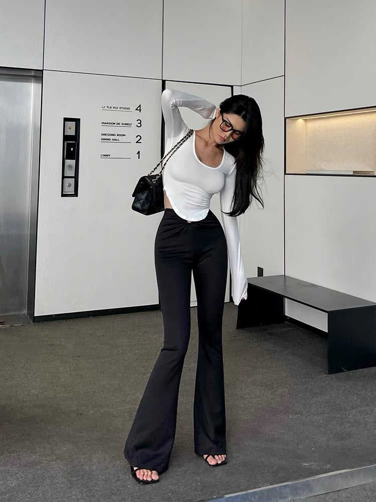 Jingye Black Tight Casual Pants Women's 2022 Summer New Thin High Waist Slim Fit Slim Slim Wide Leg Pants