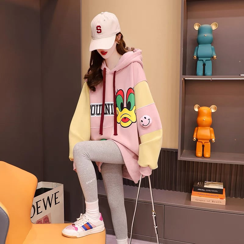 Fleece and thickened hooded sweater women's 2022 new autumn and winter hot style fashion western style age-reducing loose design coat