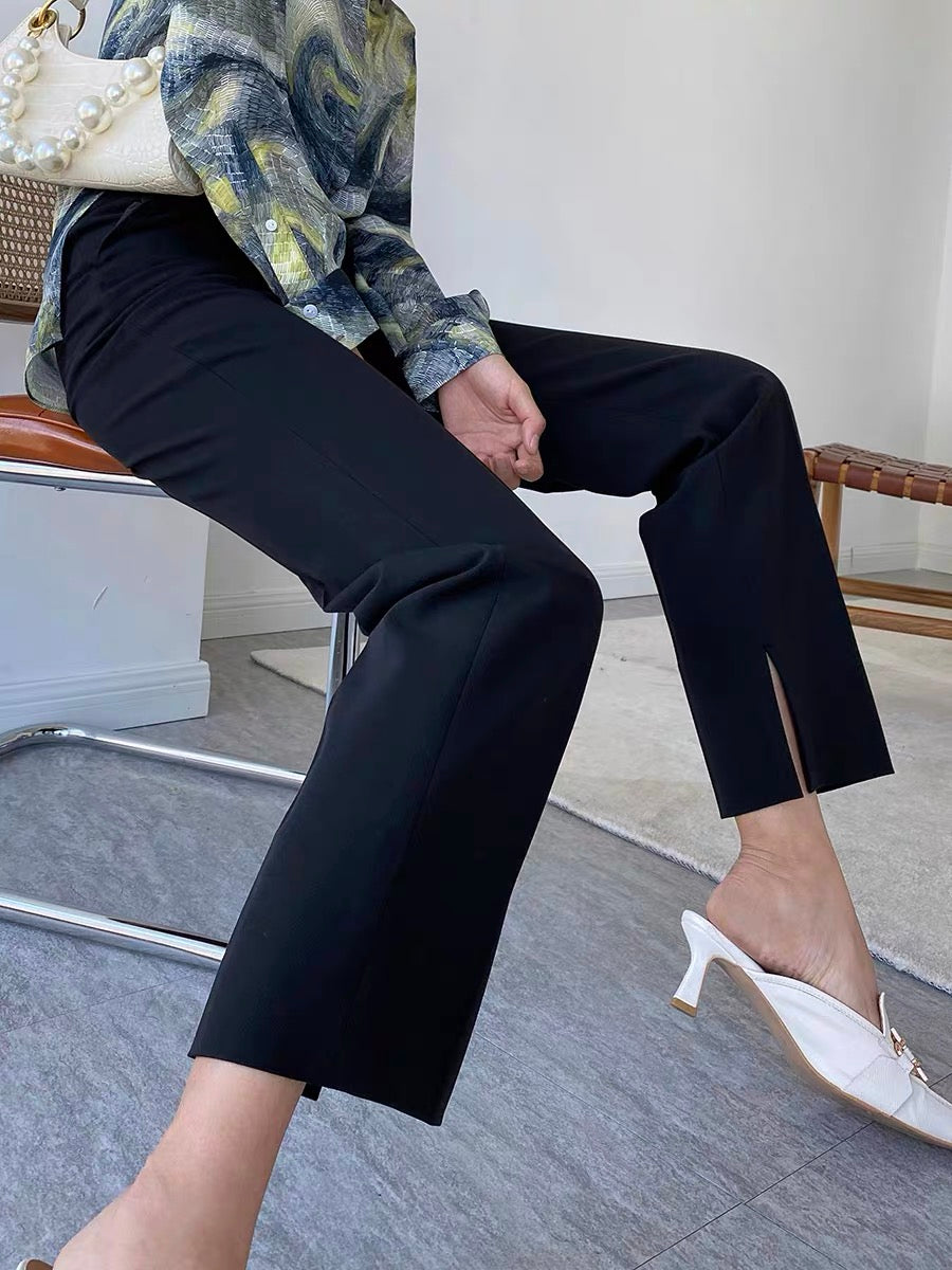 GUS / Stock up! scheming slit design suit wide leg pants women high waist drape loose straight casual pants