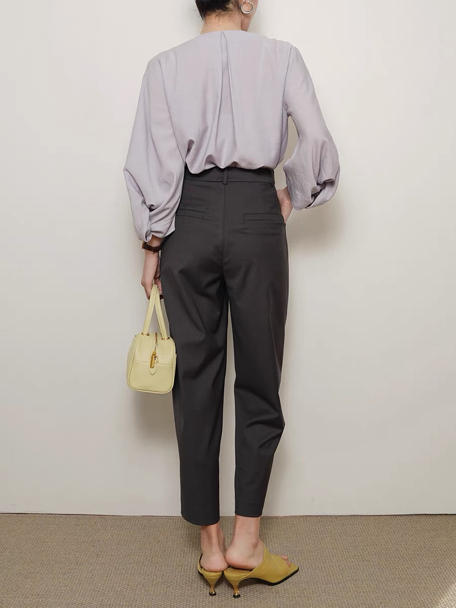 GUS "Wannian Classic Pants" ninth casual pants women's ol straight-leg pants gray trousers women's professional summer