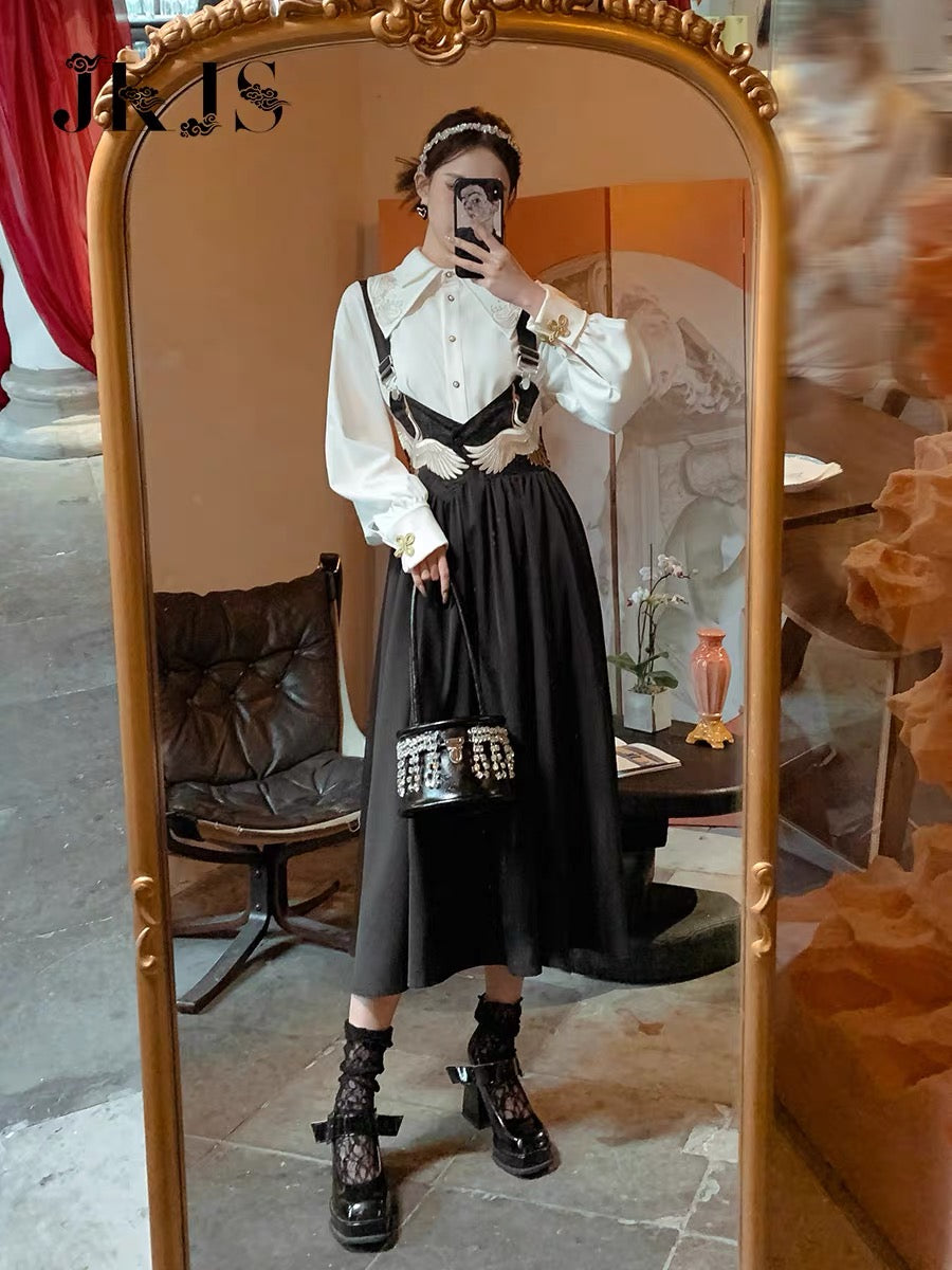 Strap skirt 2022 new autumn embroidery new Chinese skirt two-piece Chinese style women's high-end dress 1529