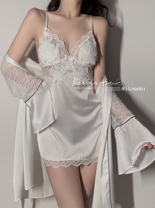 RESISTU pure desire hot sexy lace pajamas women 2022 new sling nightdress spring, autumn and summer with chest pad
