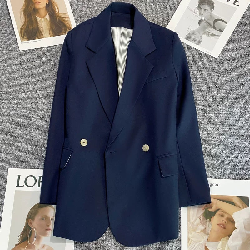 Navy blue suit jacket female 2022 autumn new Korean version casual commuting high-end net red fried street suit 1759