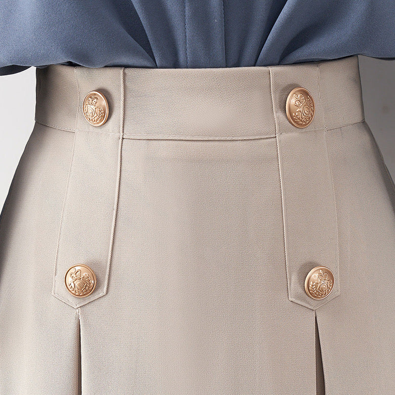 Black skirt women 2022 autumn and winter new high waist mid-length a-line skirt pleated umbrella skirt spring and autumn Hepburn