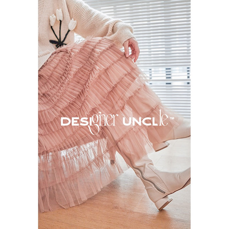 Designer Uncle Skirt Women's Autumn and Winter Retro Gentle Style Mesh Cake Dress is Popular This Year