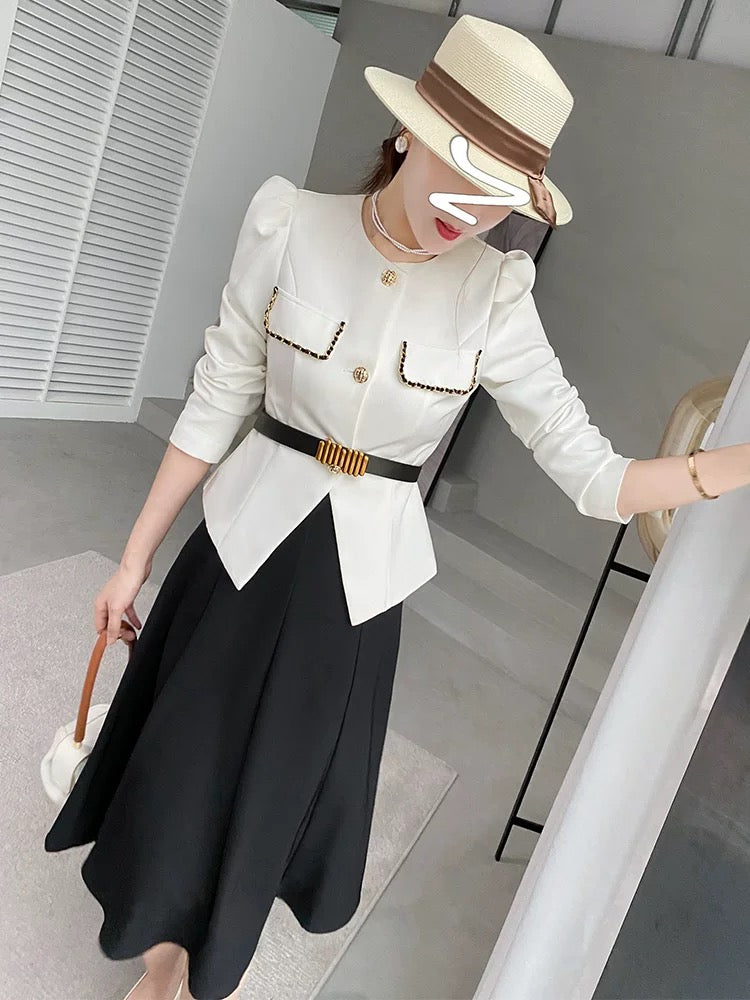 Autumn clothing aura is strong and capable, temperament, women's clothing, high-definition light luxury, professional celebrity, Xiaoxiangfeng coat, two-piece suit skirt 1802