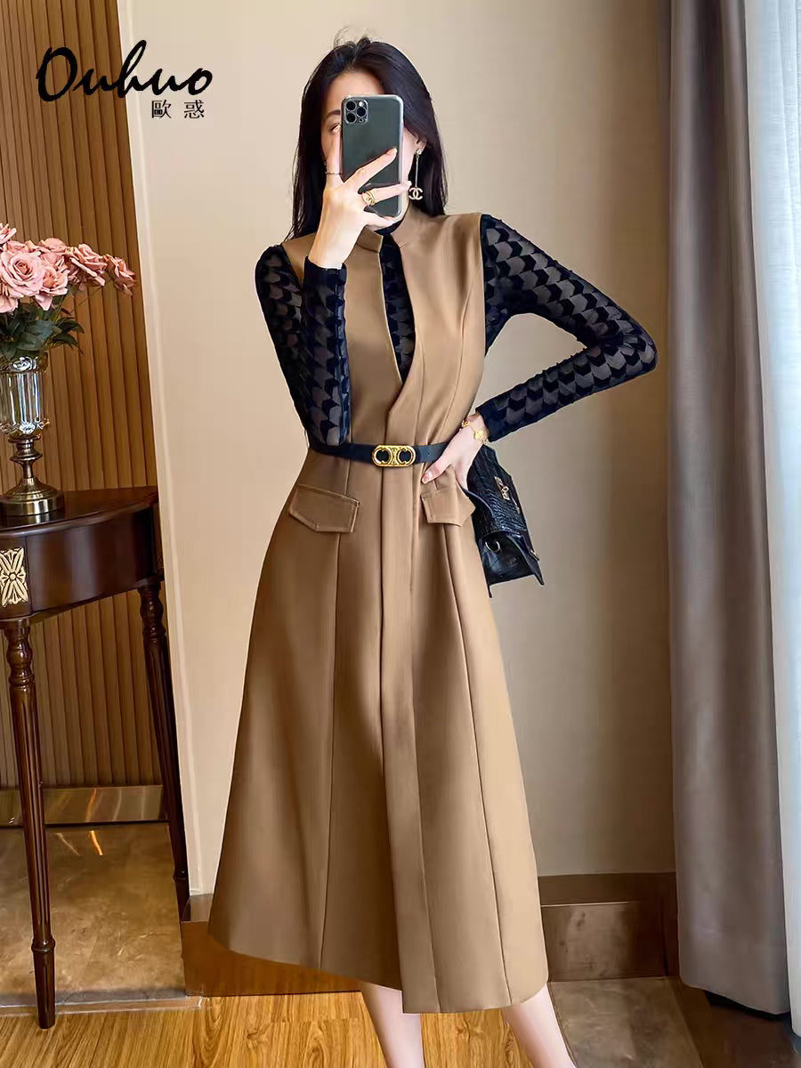 1933 new early autumn suit skirt high-end early autumn fashion ladies temperament show thin and cover meat and reduce age two-piece women