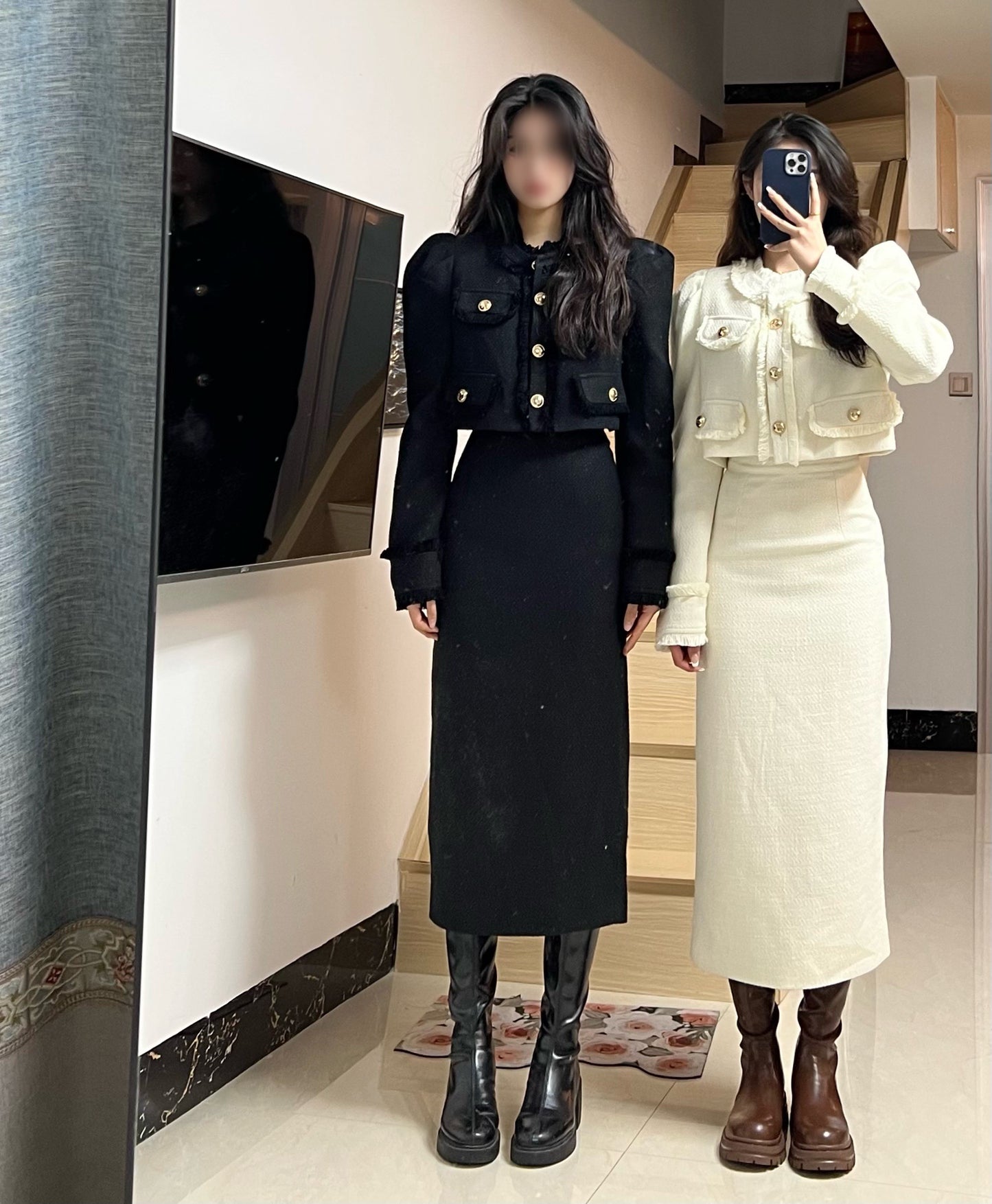 PANPAN's self-made Qianjin Miss Xiaoxiangfeng suit female middle-length Korean drama Eve Xu Ruizhi wears a suit skirt (S98876)