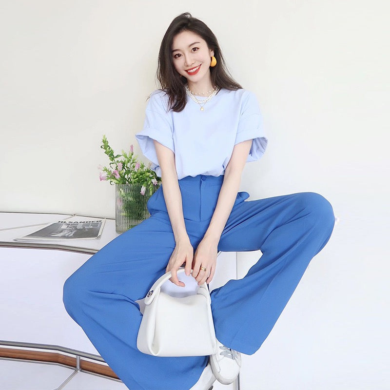 Summer new pear-shaped wear a whole set of large size, slightly fat, thin, covering meat, playful, lively and age-reducing two-piece suit for women