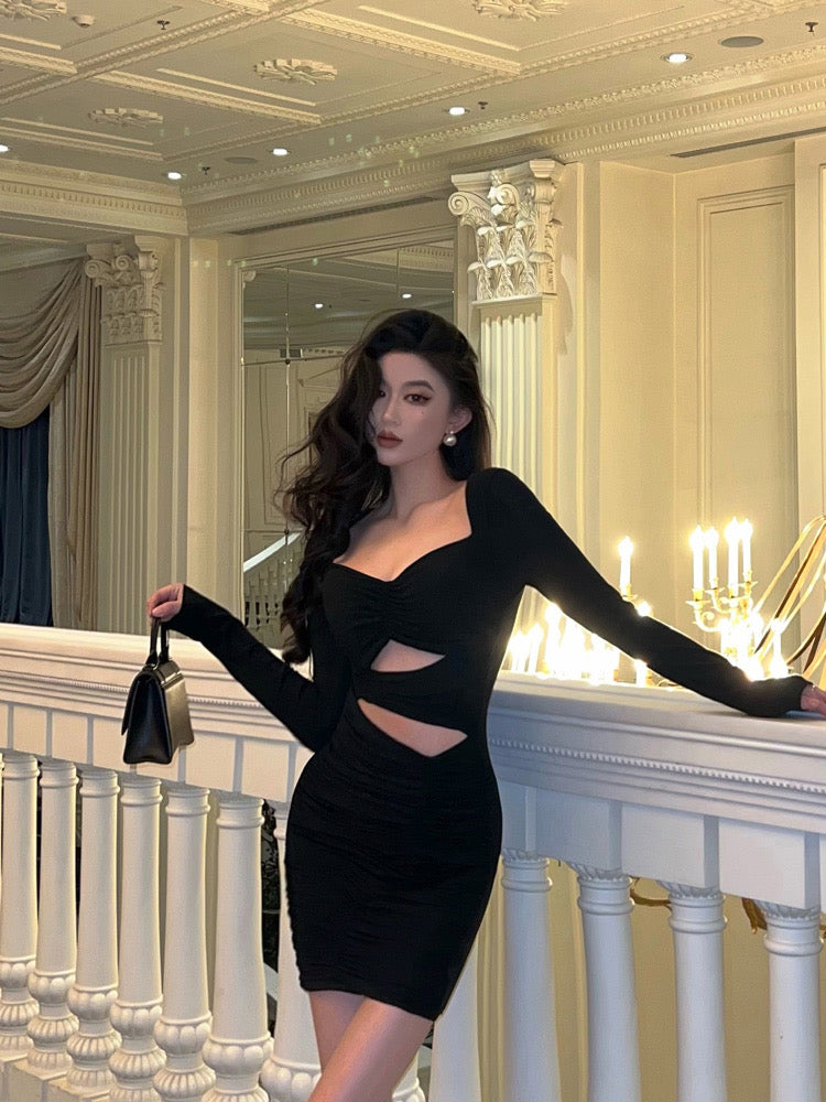 Spice girl sexy hollow square collar dress autumn and winter women 202 Lee Nhi Boutique Spice girl sexy hollow square collar dress autumn and winter women 202 Lee Nhi Boutique