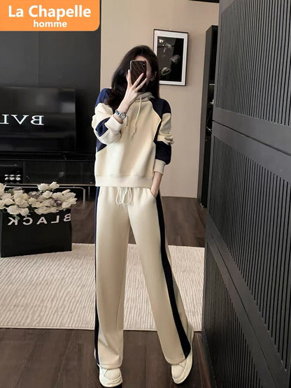 La Chapelle small person contrasting color design casual sports suit women's autumn 2023 new temperament two-piece set