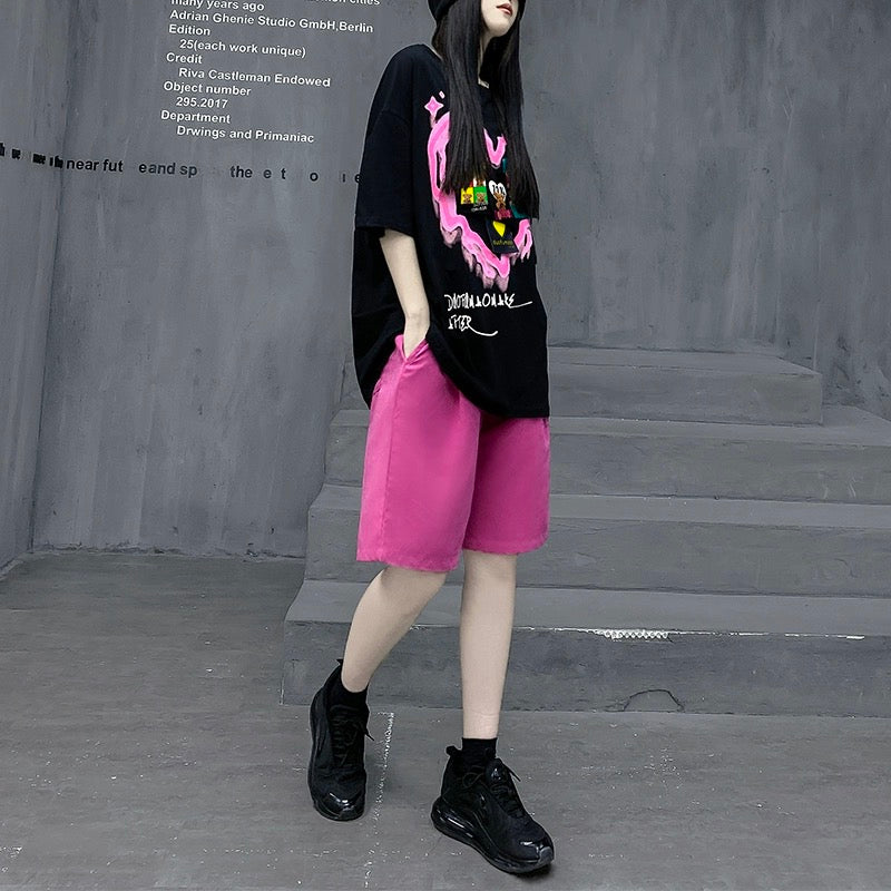 M's trendy street brand loose summer sports suit women's new short-sleeved T-shirt shorts two-piece set European women's clothing