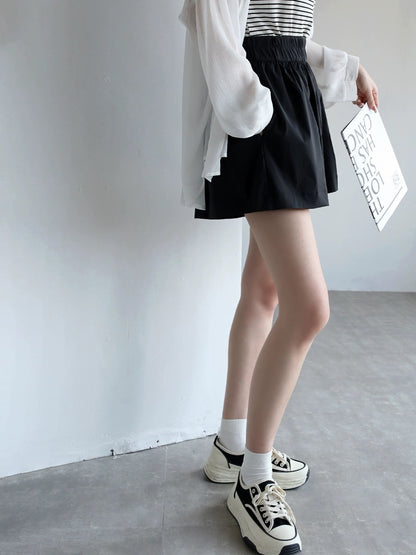 Warmo good version French bud design 2024 summer loose white wide-leg shorts women's casual culottes