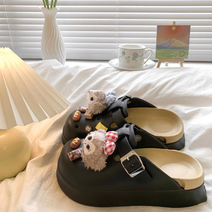 Cartoon cute Shirley May hole shoes for women 2025 spring and summer new style casual breathable non-slip thick bottom half-slip