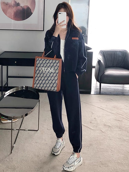 Sportswear suit for women spring and autumn 2023 new loose casual fashion running college style sweatshirt two-piece set with foreign style