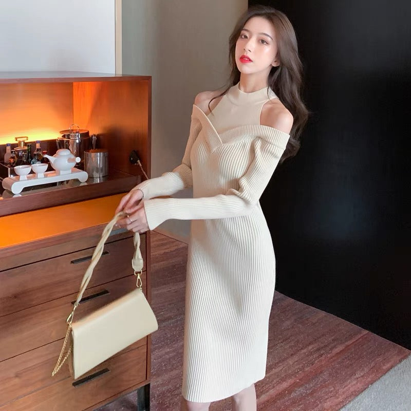 lolita early autumn knitted bottoming dress women's autumn and winter clothing 2023 new style chic temperament inner winter skirt