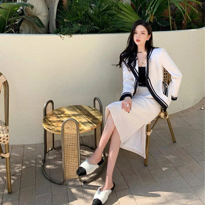 2023 New Style Socialite Xiaoxiangfeng Woolen Suit Jacket Internet Celebrity Street Temperament Professional Two-piece Suit Skirt