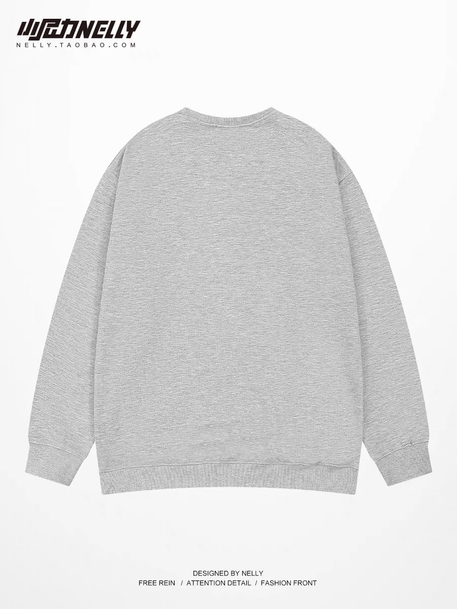 Oversize sweatshirt men's velvet thickening 2023 new heavyweight trendy brand American autumn round neck autumn and winter trendy brand