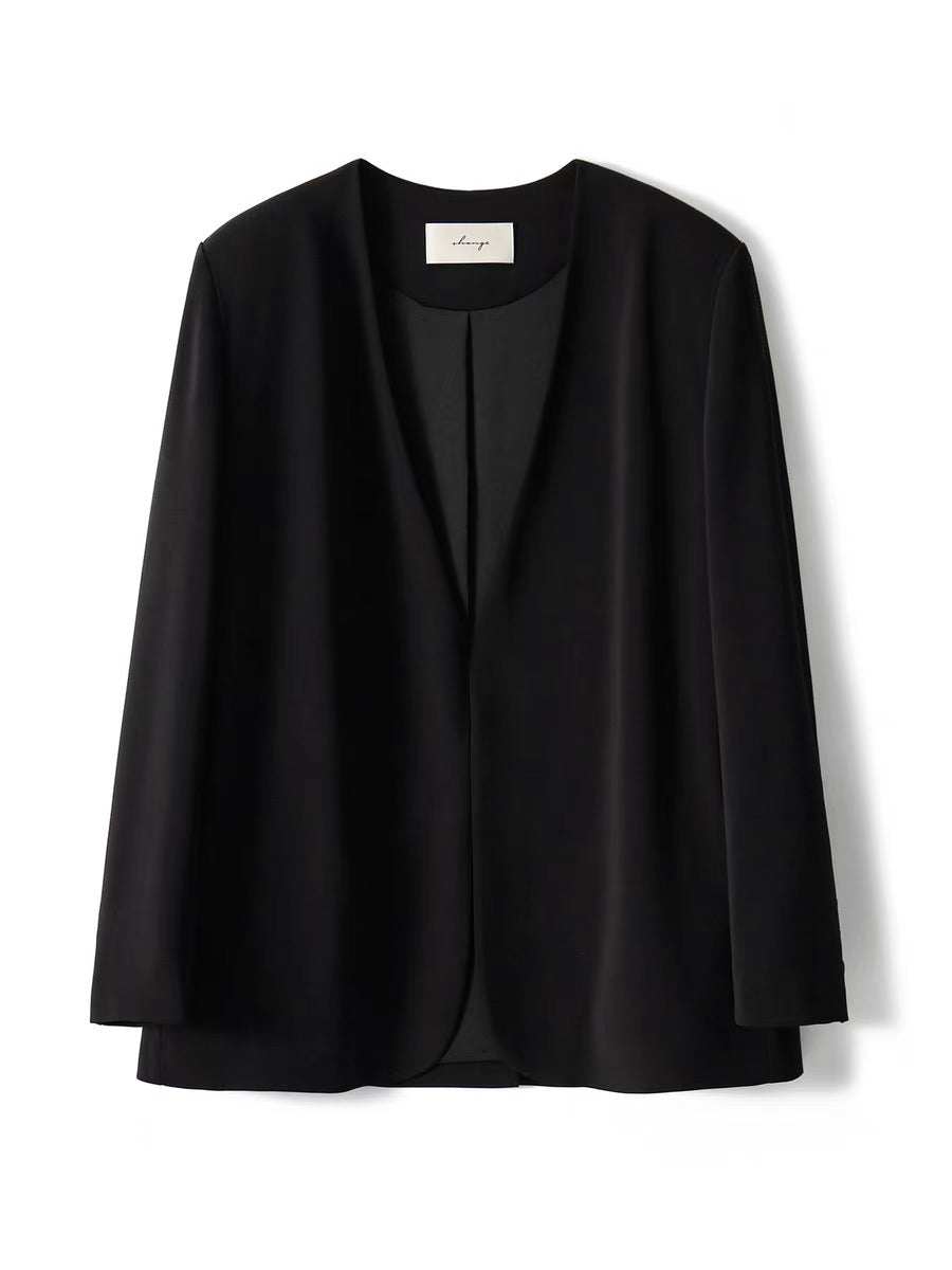 Xiaohan [Exquisite and simple tailoring M country Naia Eastman acetic acid anti-wrinkle easy care collarless suit jacket@