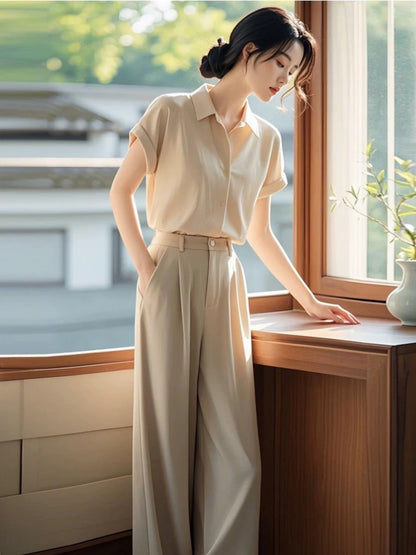 Clearance sale outlet brand high-end stylish professional suits for women summer shirts and pants two-piece suits