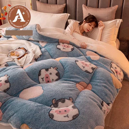 Coral fleece blanket lamb fleece quilt thickened winter single student dormitory milk flannel blanket bed