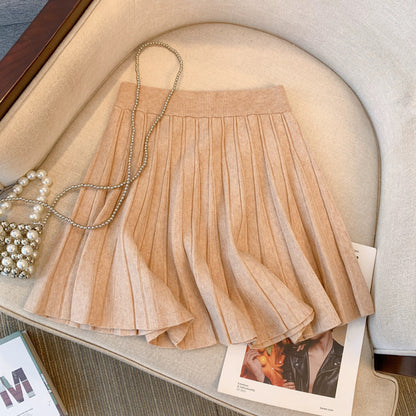 Jade Closet direct store recommendation ~ Pure desire style sweet hot girl high waist pleated knitted short skirt female spring and autumn