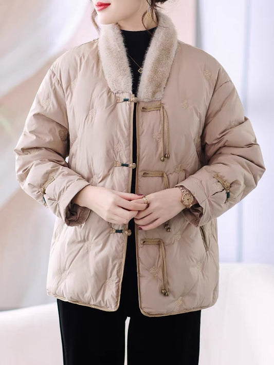 New Chinese style mother's down jacket, western style noble lady's mink coat, middle-aged and elderly women's autumn and winter down jacket