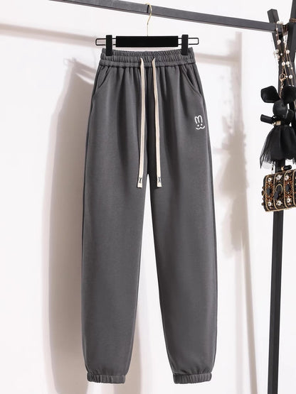 Gray sweatpants for women in autumn and winter 2023 new loose large size and trendy brand leggings for small people, harem pants and sweatpants