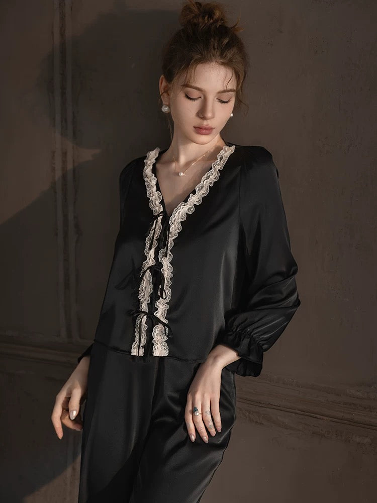 Forced to sell pajamas, silk pajamas for women, French high-end home clothes, mulberry silk long-sleeved trousers suit that can be worn outside