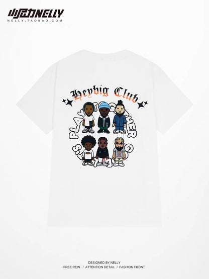 American heavy cotton large size men's short-sleeved T-shirt summer hip-hop wind fried street ruffian handsome big letter half-sleeve