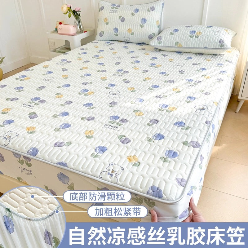 Ice silk latex cool mat three-piece set bed sheet summer bedspread single piece children baby air conditioning mat cool pad washable