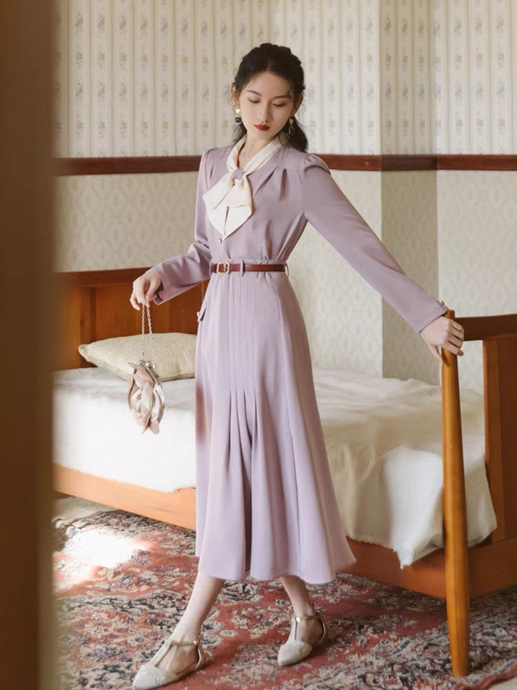 Suit skirt women's French retro taro purple color salty or sweet top and skirt two-piece salty style outfit