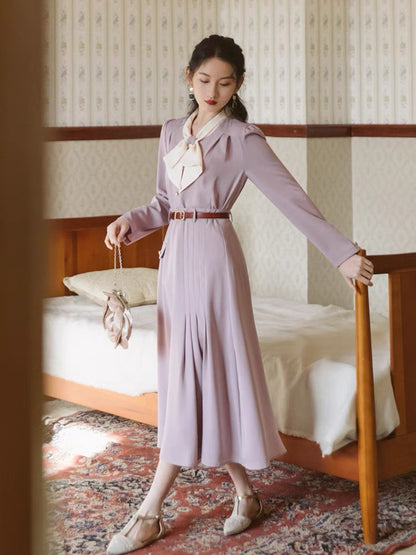 Suit skirt women's French retro taro purple color salty or sweet top and skirt two-piece salty style outfit