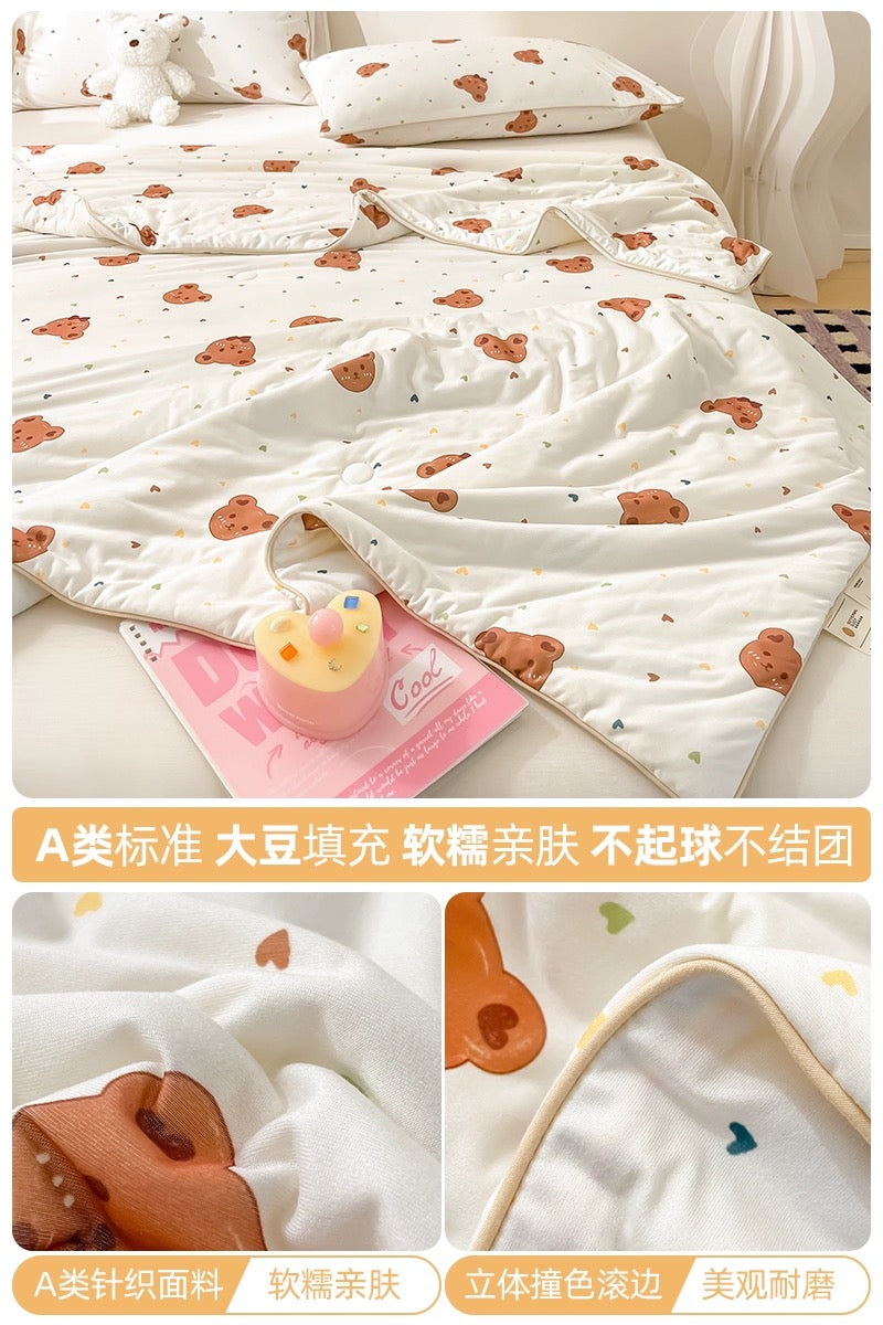 Class A soybean fiber knitted cotton summer cool quilt machine washable summer children's thin quilt spring and autumn summer air conditioning quilt