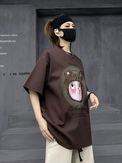 M's fashion brand European summer sports t-shirt women's design niche caring shirt short-sleeved loose round neck half-sleeved top