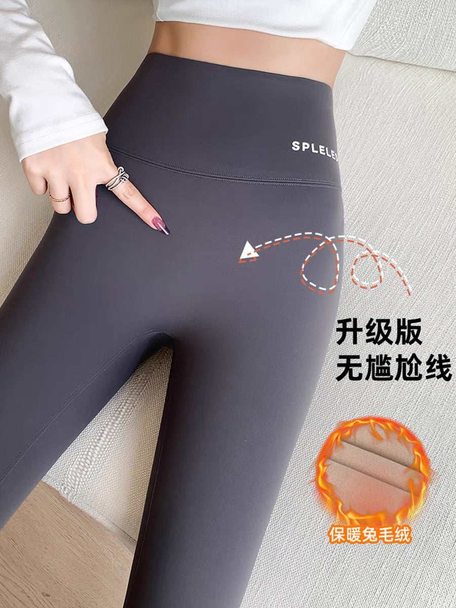 New autumn and winter velvet shark pants for women's outer wear high-waisted belly-lifting butt-lifting yoga Barbie pants thickened tights