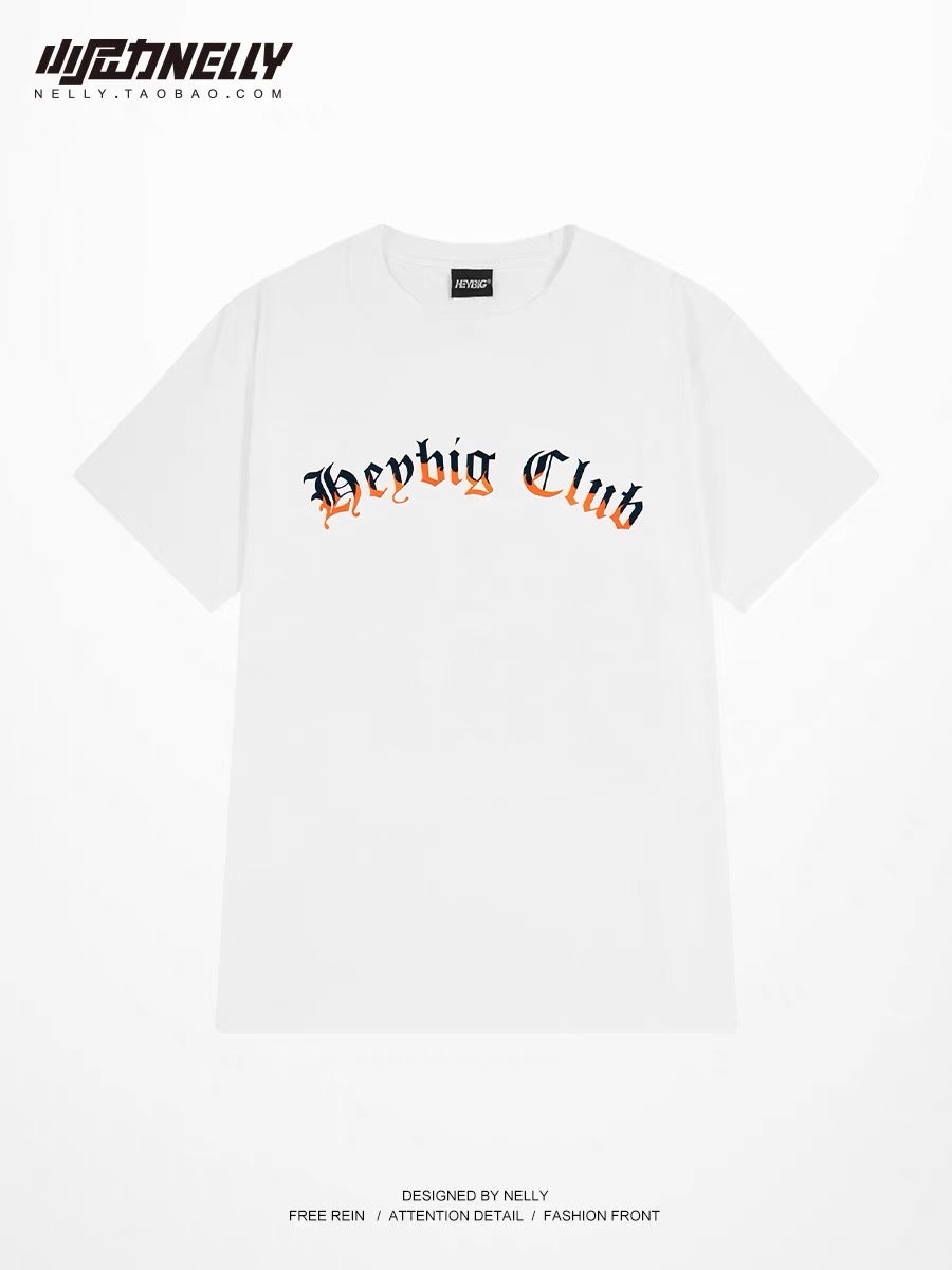 American heavy cotton large size men's short-sleeved T-shirt summer hip-hop wind fried street ruffian handsome big letter half-sleeve