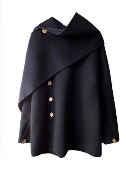 2023 New Autumn and Winter Coat Women's Small Woolen Cape Coat Hepburn Style Woolen Retro Gentle Style (B5911)