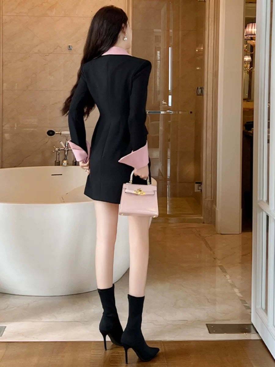 European station suit dress autumn and winter new women's black high-end Hepburn small fragrance style slimming skirt