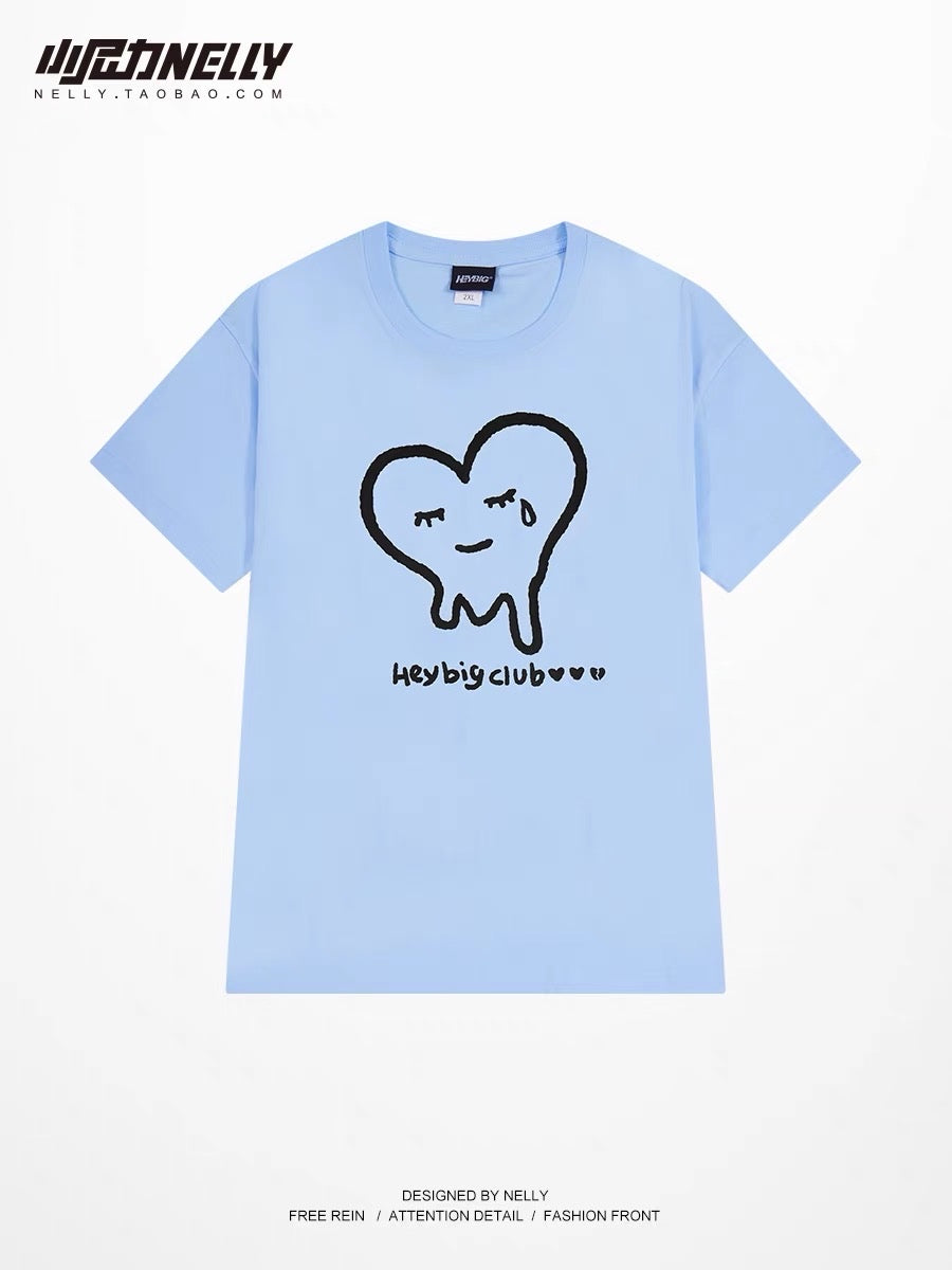 Retro hiphop European and American street letter printing short-sleeved top men's summer ins tide brand loose cotton t-shirt bf